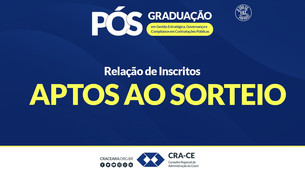 CRA-CE divulga lista de profissionais aptos ao sorteio de 130 bolsas de MBA